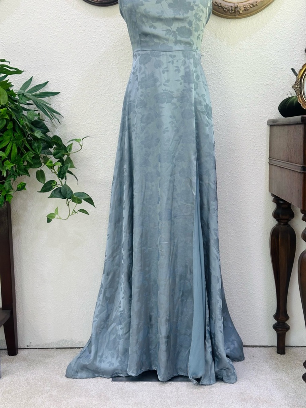Lulus Sage Blue Strapless Formal Dress - Picture 3 of 8